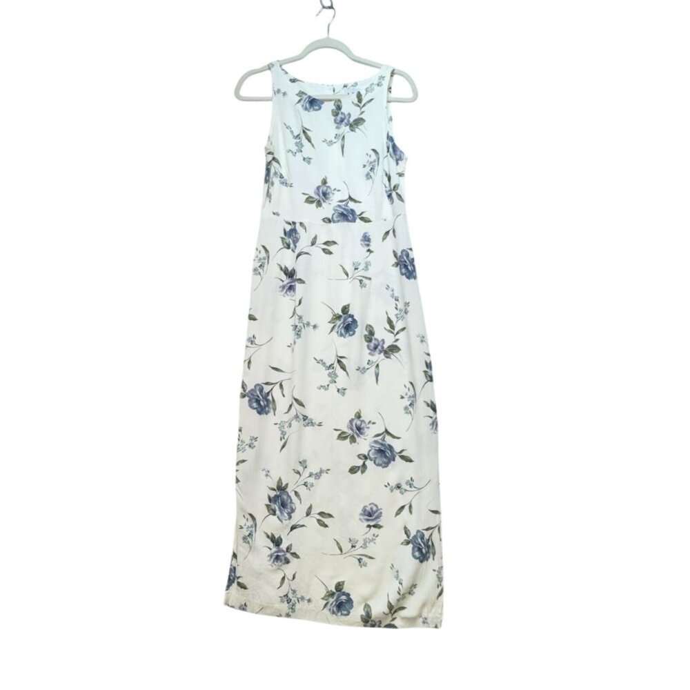 Vintage Los Angeles LA Womens Y2K Sleeveless Tank Maxi Dress Size White Floral